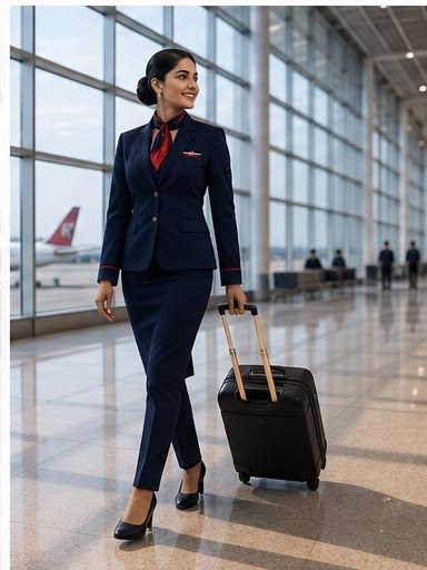 Skyline Academy graduate at the airport terminal